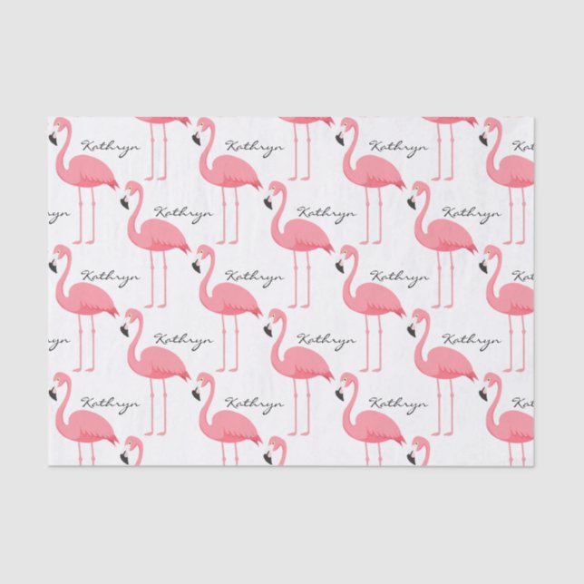 Seda Folhas de Papel de Tecido Flamingos Personalizadas (Frente )