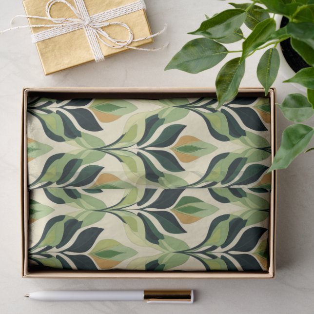 Seda Folhas de Papel Tissue Folha Verde Art Deco (Presente)