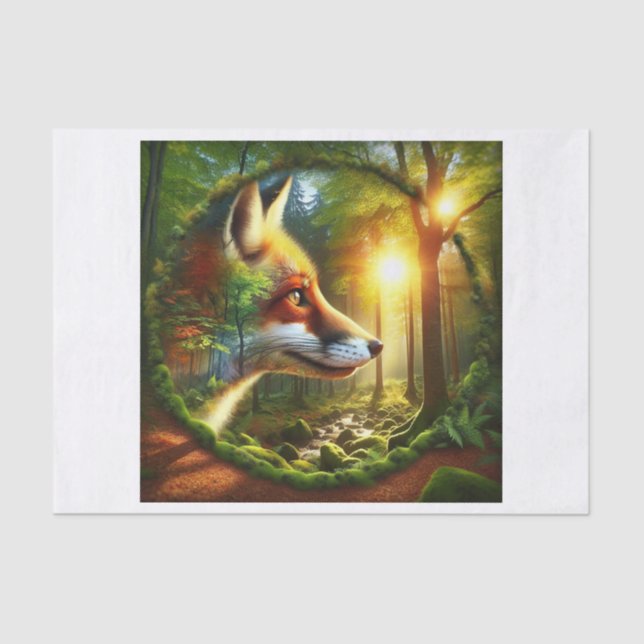 Seda Fox da Floresta no Papel de Decoupage da Floresta (Frente )