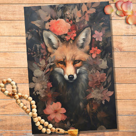 Seda Fox em Flores 1 Papel de Decoupage