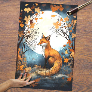 Seda Fox no Luar 7 Papel de Decoupage