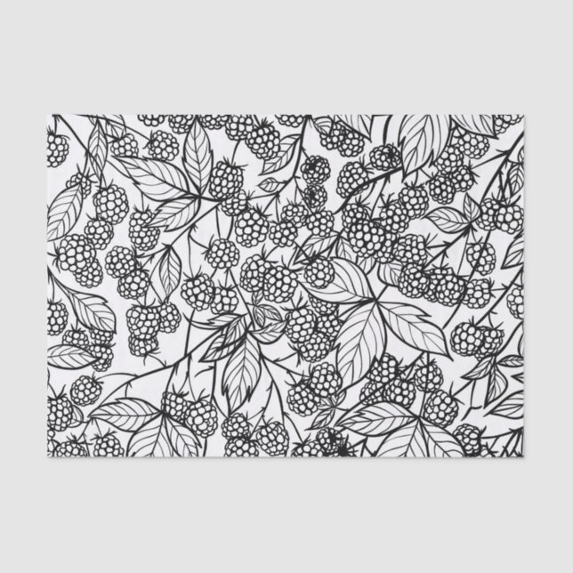 Seda Framboesas com papel de tecidos desenhado manualme (Frente )