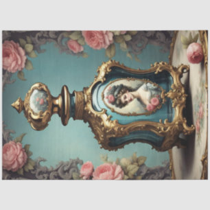 Seda Frasco de Perfume Rococo Azul 2 Papel de Decoupage