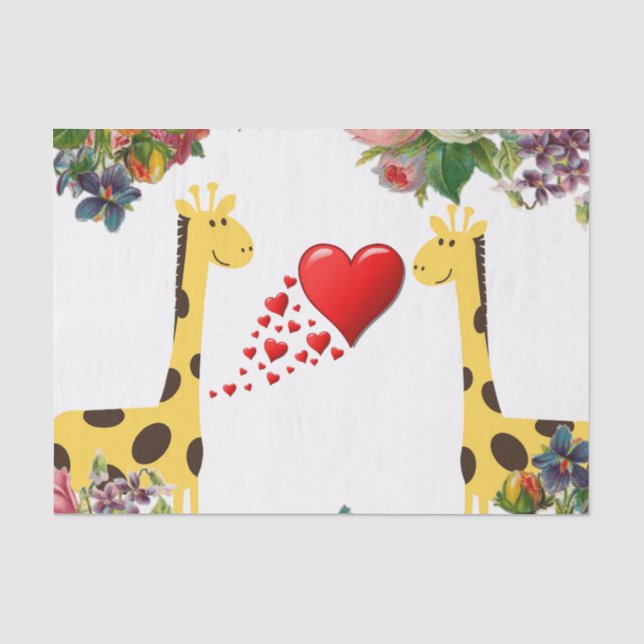 Seda Girafa Floral de Papel Tissue (Frente )