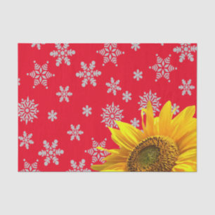 Seda Girassol Floco de Neve Papel Vermelho