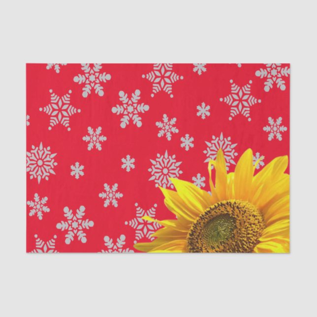 Seda Girassol Floco de Neve Papel Vermelho (Frente )