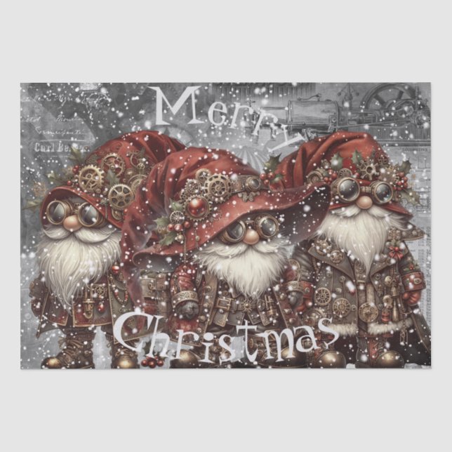 Seda Gnomo Steampunk Papel de Natal (Frente )