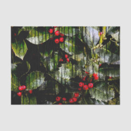 Seda Holly Berry - Papel de Tecido Horizontal