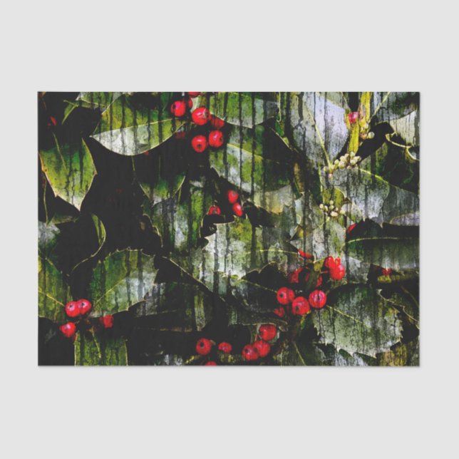 Seda Holly Berry - Papel de Tecido Horizontal (Frente )