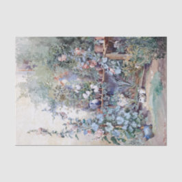 Seda Hollyhocks - Gatinho e Papel de Tecido do Banco de