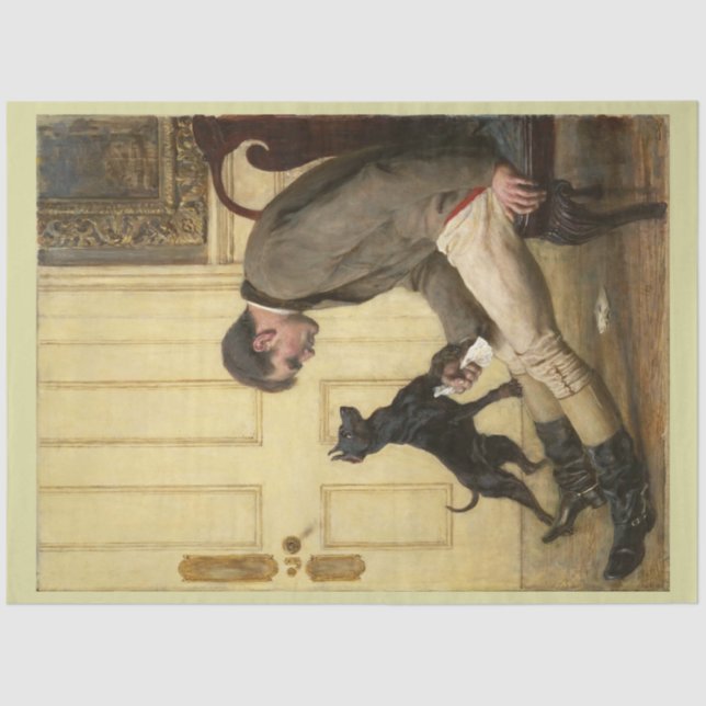 Seda Homem e seu papel de decoupage de cachorro (Frente )