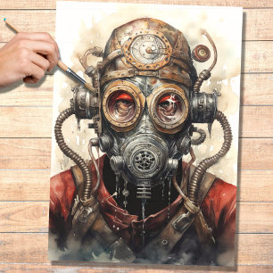 Seda Homem-Véu com Papel de Decoupage Máscara 1