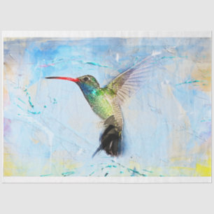 Seda Hummingbird em Papel de Tecido de Voo