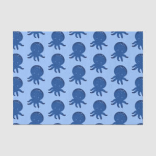 Seda Impressão de Papel Antigo do Cartoon de Octopus Bo