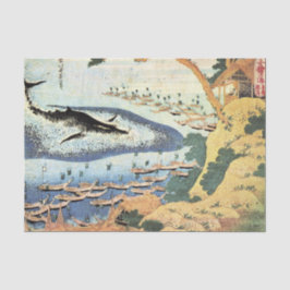 Seda IMPRESSÃO do JAPONÊS COM lenço de papel da BALEIA