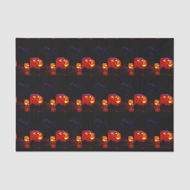 Seda Jack-O-Lanterna E Papel De Tecido Para Velas (Frente )