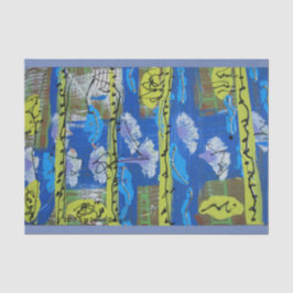 Seda Lenço de papel abstrato em verde e no azul