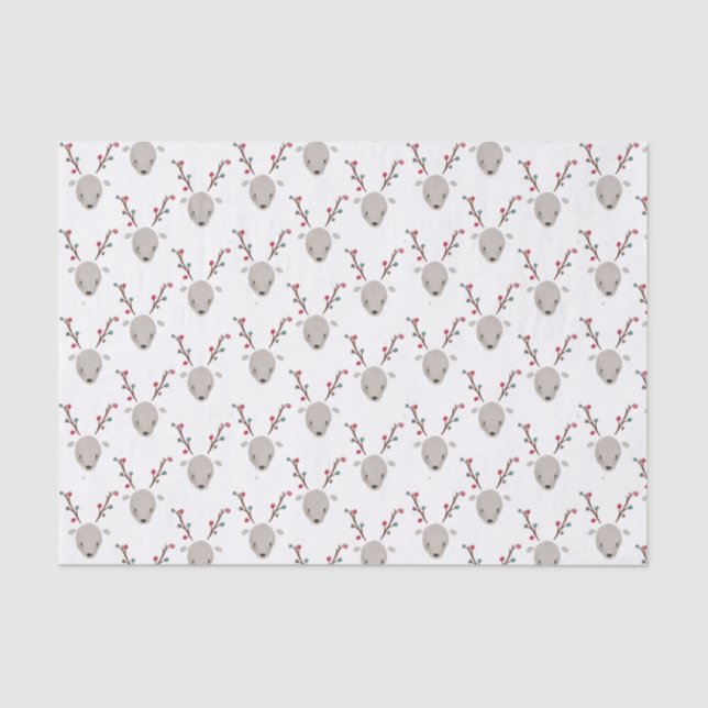 Seda Lenço de papel adorável da rena dos cervos da (Frente )