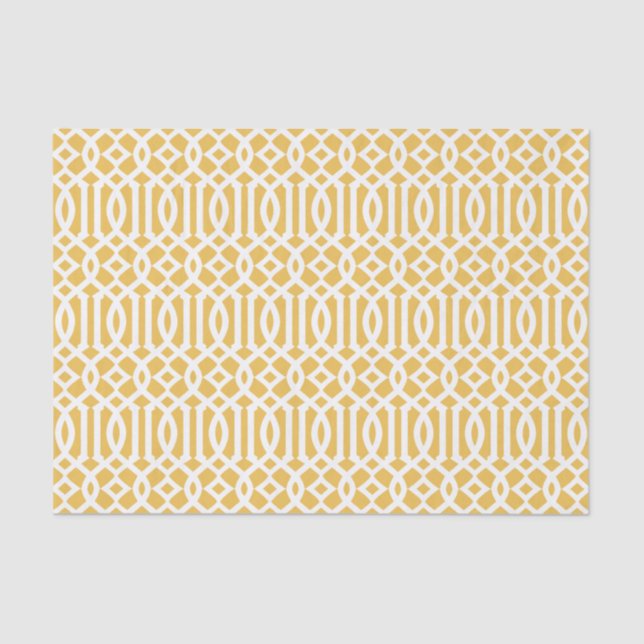 Seda Lenço de papel amarelo da treliça | (Frente )