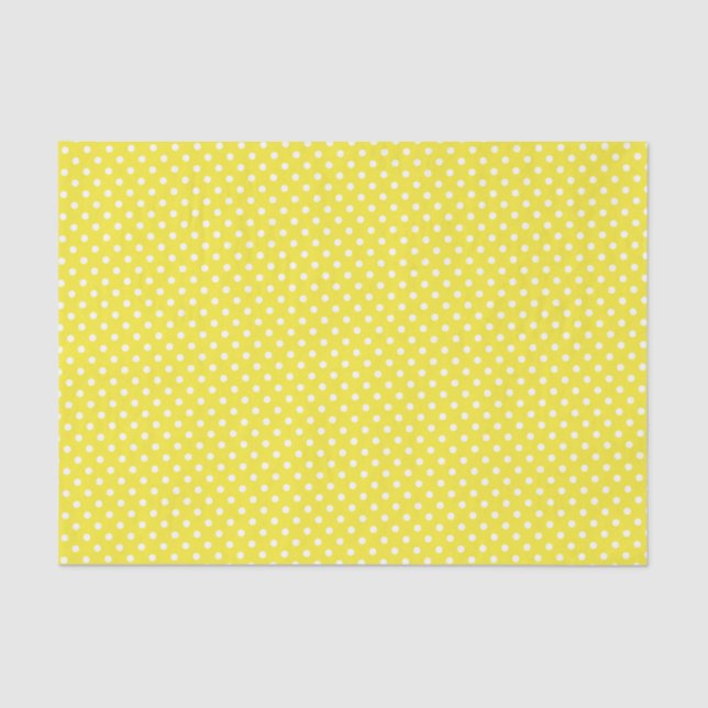 Seda Lenço de papel amarelo do teste padrão de bolinhas (Frente )