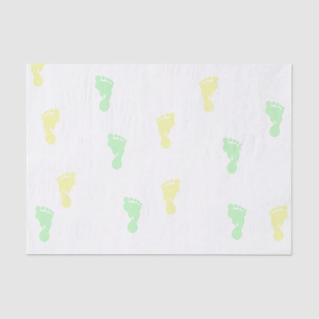 Seda Lenço de papel amarelo & verde das pegadas 10lb do (Frente )