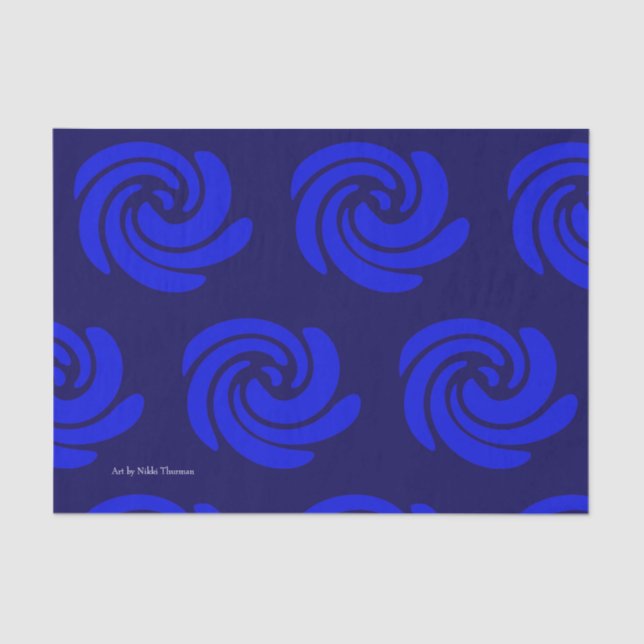 Seda Lenço de papel azul do redemoinho (Frente )