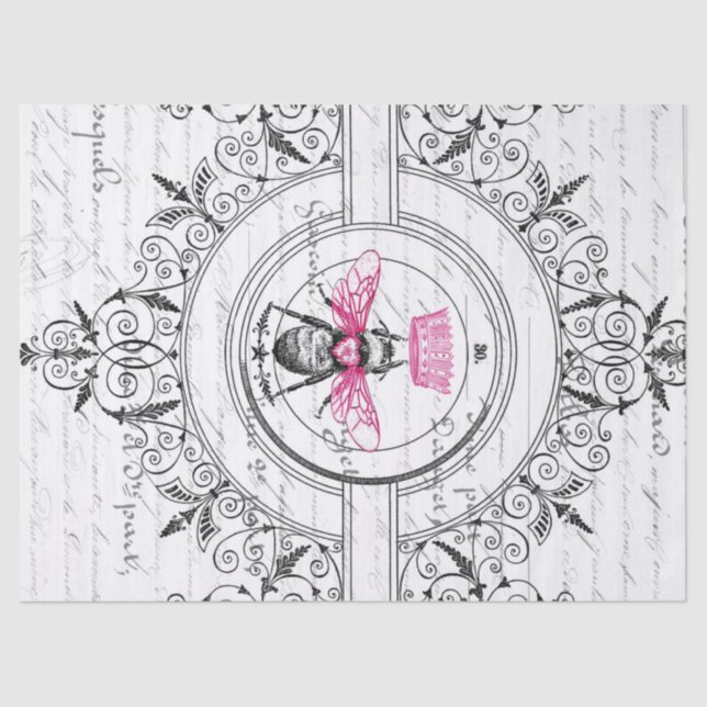 Seda Lenço de papel bonito de Decoupage da abelha de (Frente )