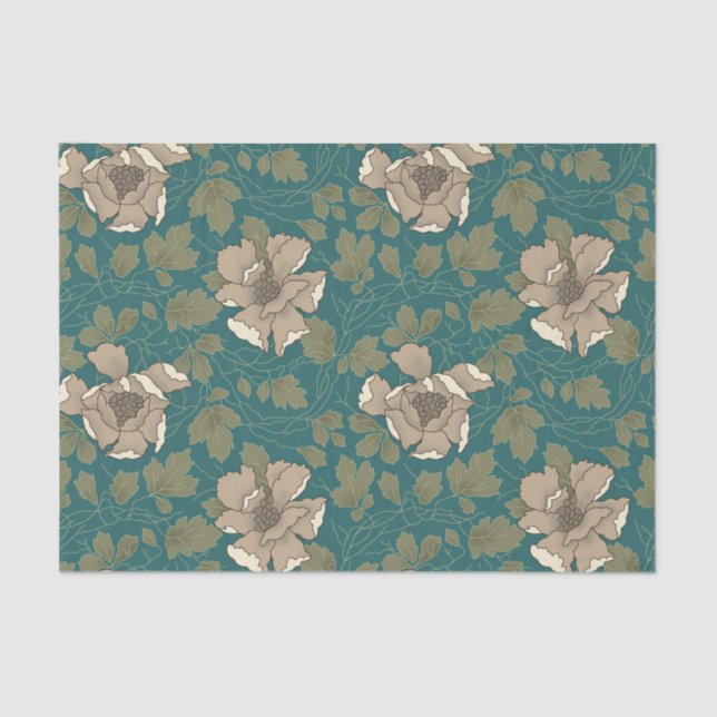 Seda Lenço de papel branco da magnólia (Frente )