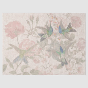 Seda Lenço de papel cor-de-rosa da flor dos pássaros 