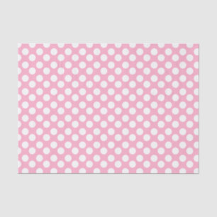 Seda Lenço de papel cor-de-rosa e branco das bolinhas