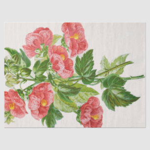 Seda Lenço de papel coral da arte da flor dos Mallows