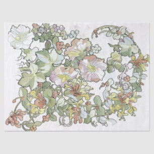 Seda Lenço de papel da arte das flores do Hollyhock &