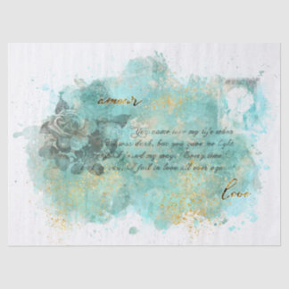 Seda Lenço de papel da carta de amor do vintage