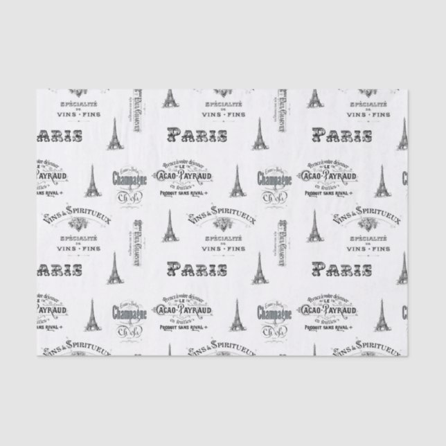 Seda Lenço de papel da colagem da etiqueta de Paris (Frente )