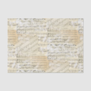 Seda Lenço de papel da partitura do vintage