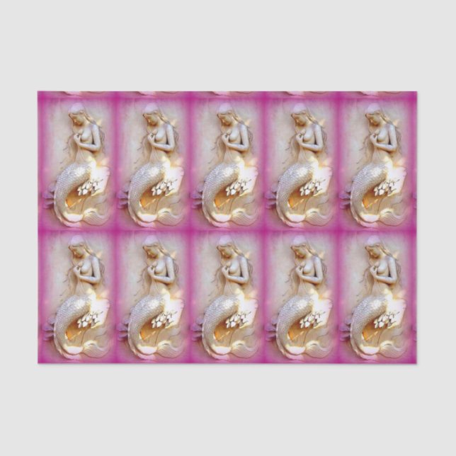 Seda lenço de papel de assento do rosa das sereias (Frente )