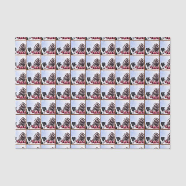 Seda Lenço de papel de Boston Terrier do Natal (Frente )