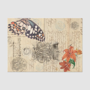 Seda Lenço de papel de Decoupage da borboleta de Bono