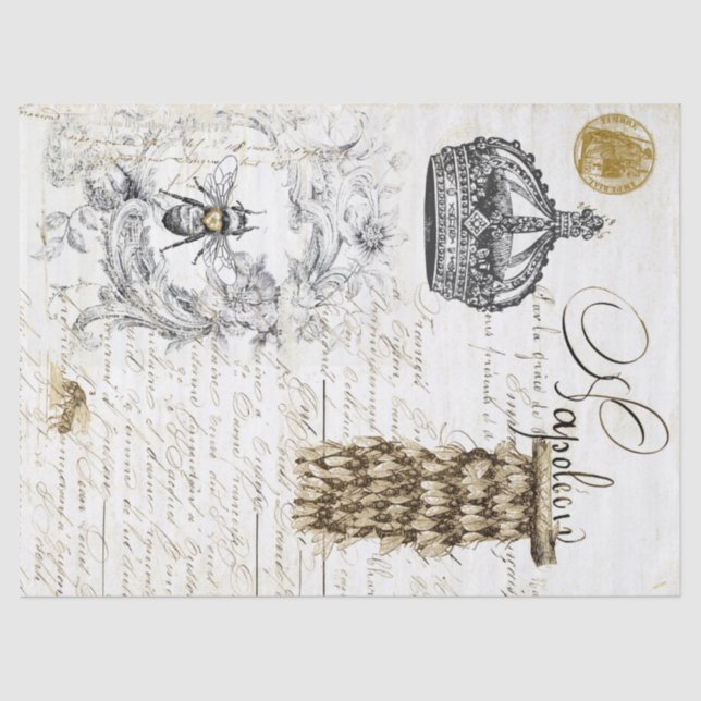 Seda Lenço de papel de Decoupage do roteiro da abelha (Frente )