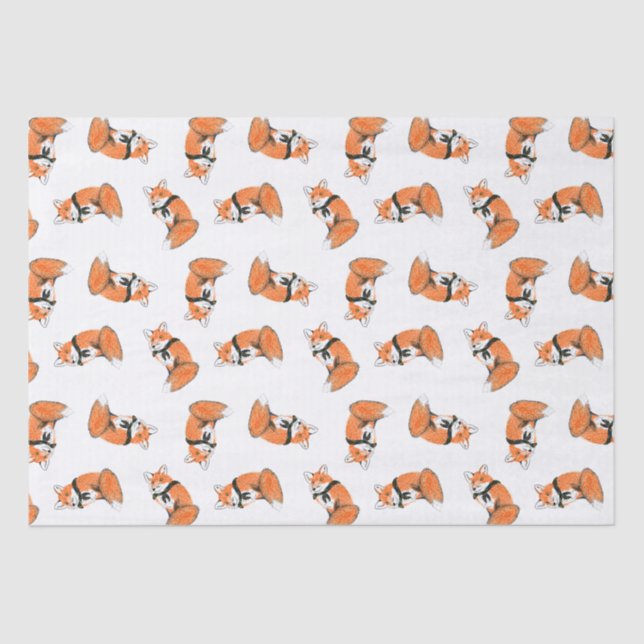 Seda Lenço de papel de madeira do Fox do crachá (Frente )