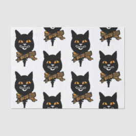 Seda Lenço de papel do CAT PRETO da ARTE NOUVEAU