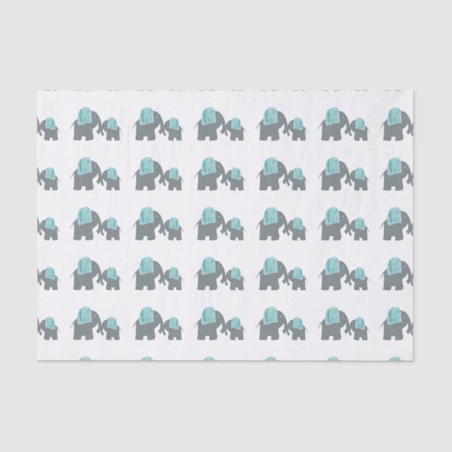 Seda Lenço de papel do elefante, mamães e elefante do (Frente )