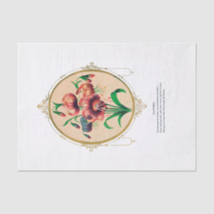 Seda Lenço de papel do emblema da flor do Victorian