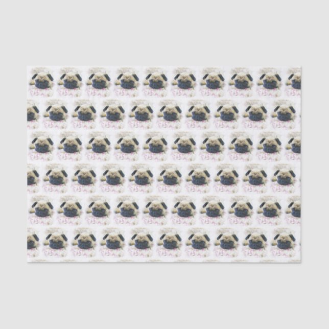 Seda Lenço de papel do giftwrap do cão do Pug (Frente )