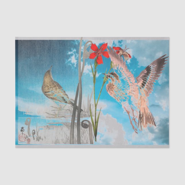 Seda Lenço de papel do JAPONÊS do PARDAL (Frente )