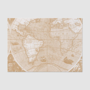 Seda Lenço de papel do mapa de Velho Mundo