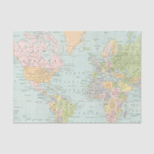 Seda Lenço de papel do mapa do mundo