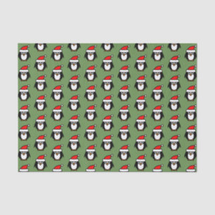 Seda Lenço de papel do Natal com o pinguim engraçado 
