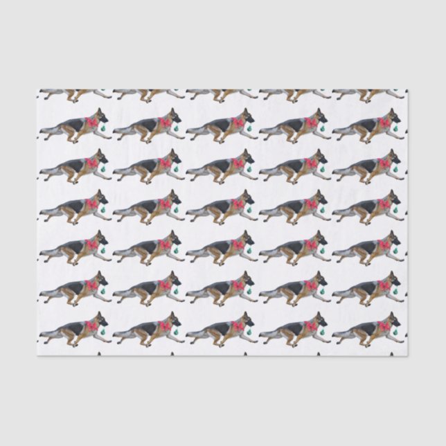 Seda Lenço de papel do Natal do german shepherd (Frente )