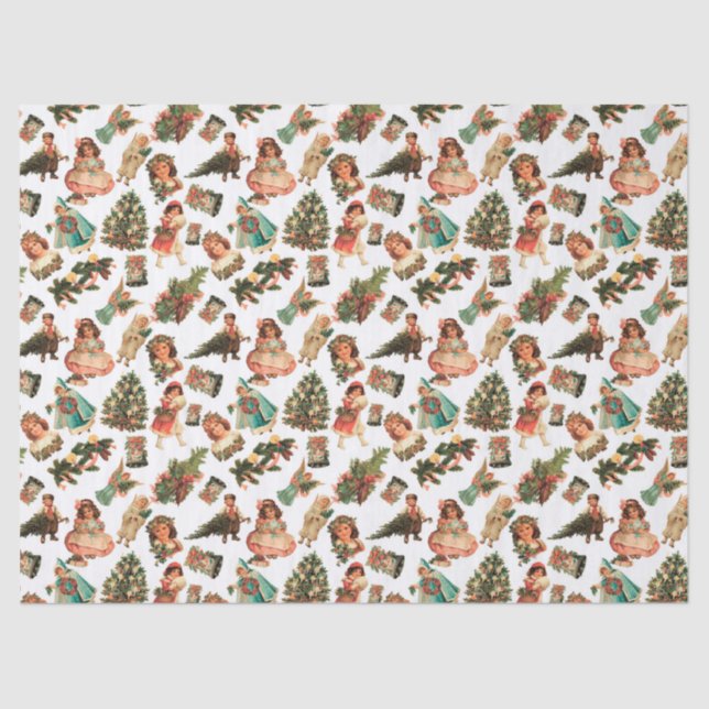 Seda Lenço de papel do Natal do Victorian (Frente )